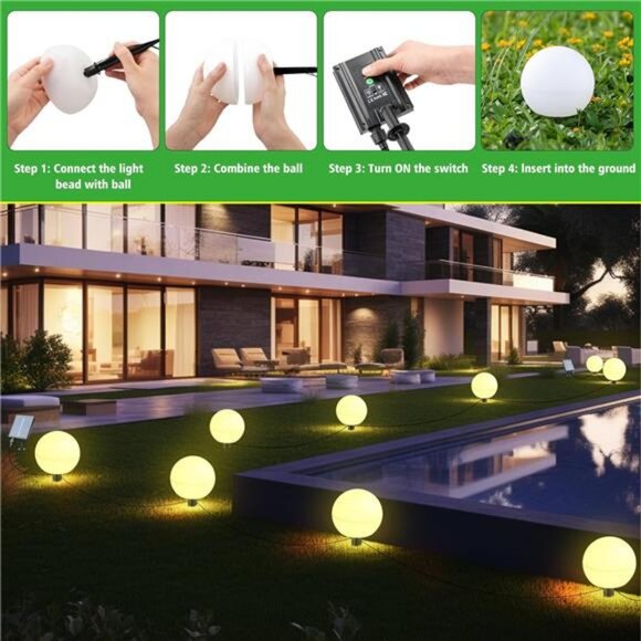 5 Pack Solar Globe Lights for Outside Color Changing Solar Garden Landscape - Picture 6 of 7